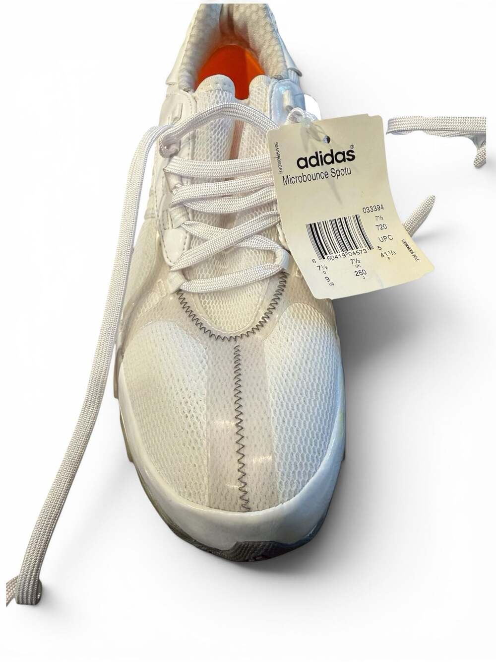 Adidas by Stella McCartney Microbounce Spotu Sneakers NWT Size 9 White Orange - Picture 4 of 8